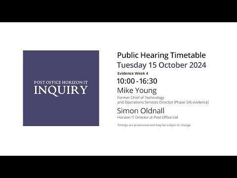 Mike Young - Simon Oldnall - Day 186 PM (15 October 2024) - Post Office Horizon IT Inquiry