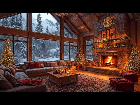 Christmas Jazz at Cozy Wooden Cabin 🎄 Warm Christmas Ambience with Jazz Relaxing Music for Unwind 🎁