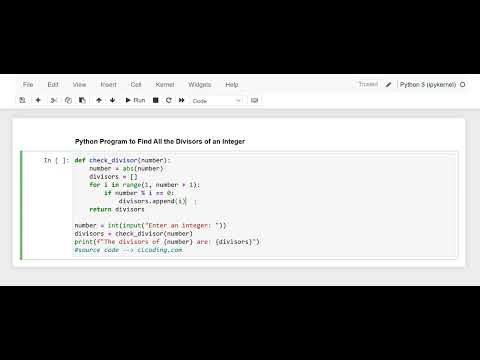 Day 17 : Python Program to Find all the Divisors of an Integer