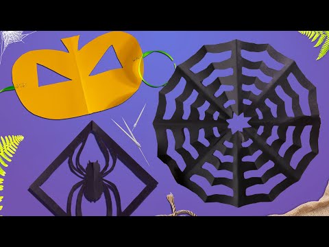 🎃 Spooky Halloween DIY Paper Crafts! 🕷️ Easy Web, Pumpkin Mask & Spider Tutorial!