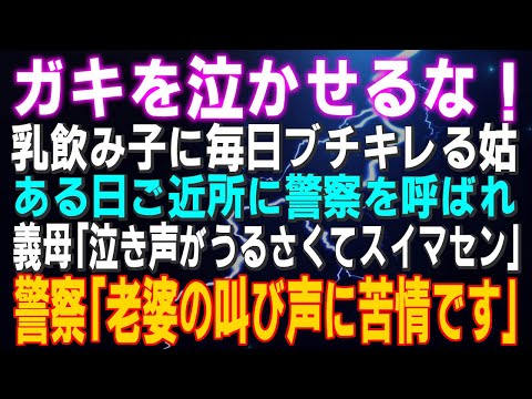 【スカッとする話】ガキを泣かせるな！姑が乳飲み子の娘に毎日ブチキレ…ある日…ご近所に警察を呼ばれ…義母「泣き声がうるさくてスイマセン」警察「老婆の叫び声に苦情です」え？夫「嫁子が謝れ」はぁ？