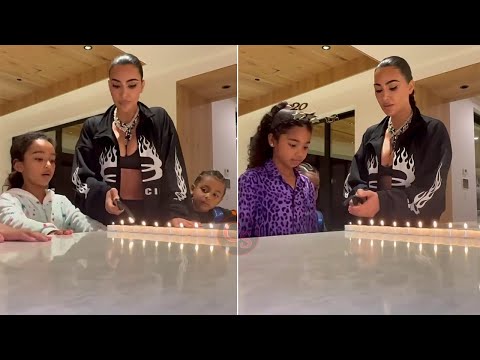 Kim & Khloe Kardashian Doing the Viral Candle Trend With Kids 'Chicago, Stormi, True & Psalm'