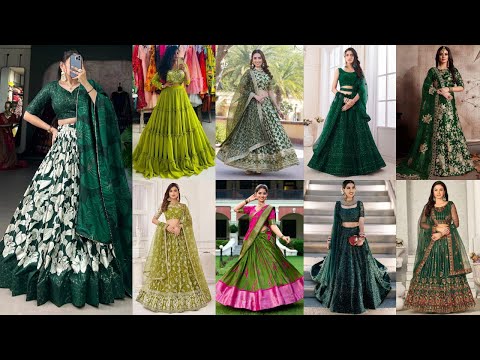 Latest Green Colour Lehenga Designs//Simple Green Lehenga for Weddings//Green Lehenga Lookbook