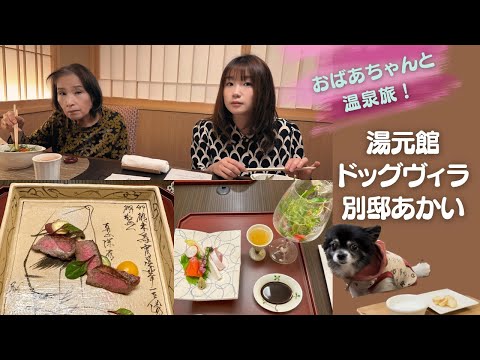 湯元館ドッグヴィラ別邸あかい 宿泊記録!/おばあちゃんと愛犬と温泉❗️