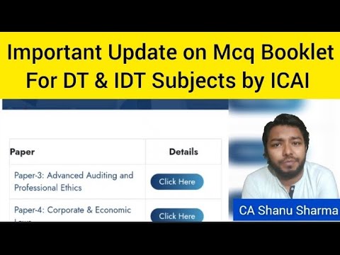 CA Final New Mcq Booklet for DT & IDT May & Nov 2023 CA Exams || New Update by ICAI for Ca Students