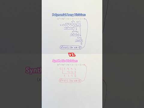 Polynomial Long Division vs. Synthetic Division Example #Shorts #algebra