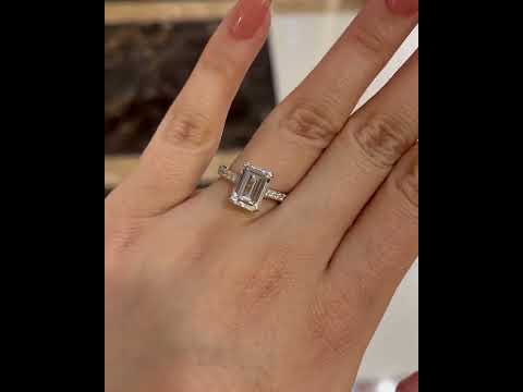 Stylishwe 3.0カラット エメラルドカット ホワイトサファイア 婚約指輪