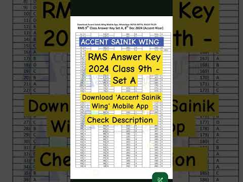 RMS Answer Key 2024 Class 9 | Set A #rms #shorts