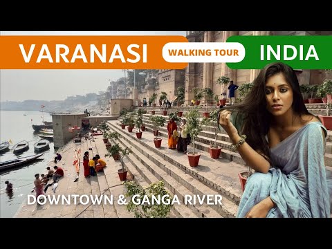 Varanasi India walking tour 2024 🇮🇳 Downtown Walk & Ganga River