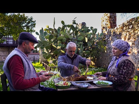 Cooking Goat Laba in a Turkish Village Yard | Traditional Recipe