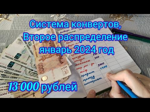 Система конвертов , второе распределение за январь 2024 год . 13 000 рублей