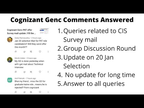 Cognizant Genc Survey Mail CIS or PAT ? comments, Queries | All answered | Doubt solving | Genc