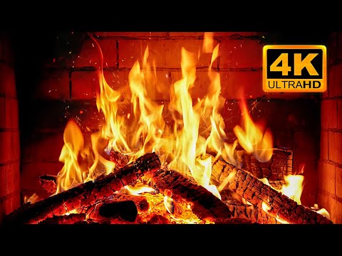 FIREPLACE 4K 🔥 Fireplace video with Burning Logs & Fire Sounds. Christmas Fireplace