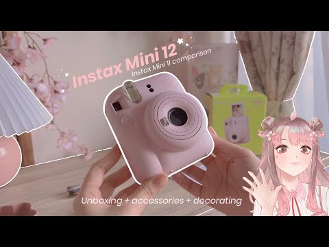 instax mini 12 vs 11 camera 🌸 pink aesthetic unboxing, accessories, decorating ✨ pack my bag w/ me