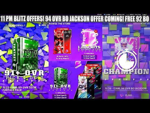 11 PM BLITZ OFFER! 94 OVR BO JACKSON OFFER COMING! FREE 92 OVR SS BO! | MADDEN 22