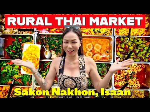 Amazing Thai Food Market in Sakon Nakhon, Isaan, Thailand - Asian Street Food, Very Cheap!