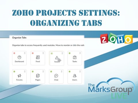 Zoho Projects Settings:  Organizing Tabs