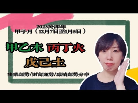 2023癸卯年甲子月（12月7日至1月5日）甲乙木、丙丁火、戊己土運勢分享