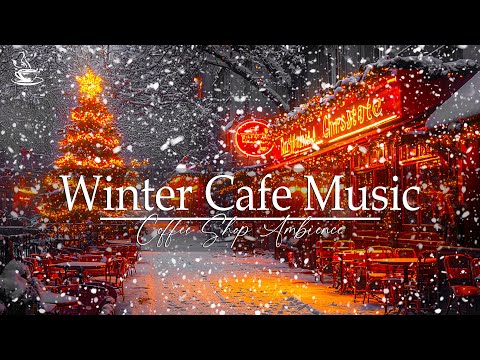 Relaxing Café Jazz Music ❄️ Winter Snowfall Ambience and Soft Coffee Jazz☕