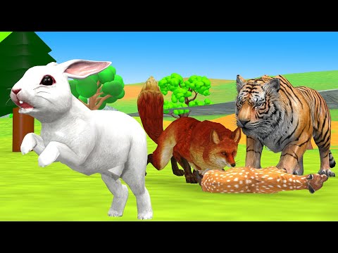 चतुर खरगोश और मूर्ख बाघ नैतिक कहानी Kahaniya - Panchatantra Moral Stories - 3d fairy tales in Hindi