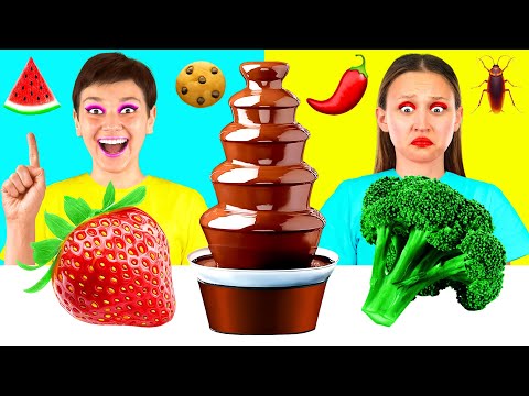 Emoji Food Challenge | Chocolate Fountain Fondue by PaRaRa Challenge