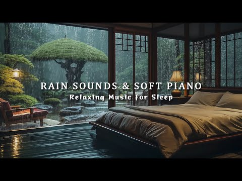 3 Hours Relaxing Piano Music with Rain Sounds for Sleeping - Rain Outside the Bedroom for Deep Sleep