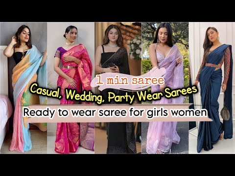 Ready to wear saree for girls women/Ready to wear saree haul/1 min readymade saree for wedding party