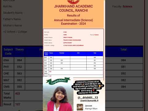 jac board 2024 12th science topper result #creativeclassesbyamitkk #shortsreel #exam #result #topper