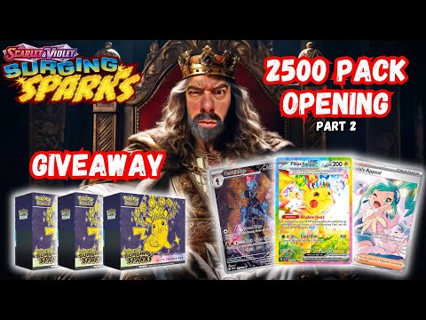 🔴2500 PACK Surging Sparks OPENING + GIVEAWAYS LIVE! Watch and Win Now! (Part 2)