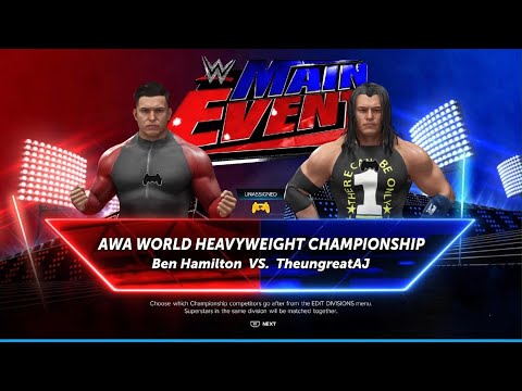 WWE 2K24 AWA Main event: Ben Hamilton vs Theungreataj. AWA World heavyweight championship match