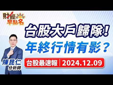 【台股大戶歸隊！年終行情有影？】2024.12.09 台股盤前 #財經早點名