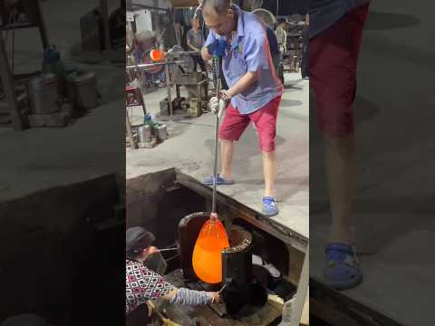 Glass blowing hand blown glass vase production #glassware #manufacturing #supplier #chinafactory