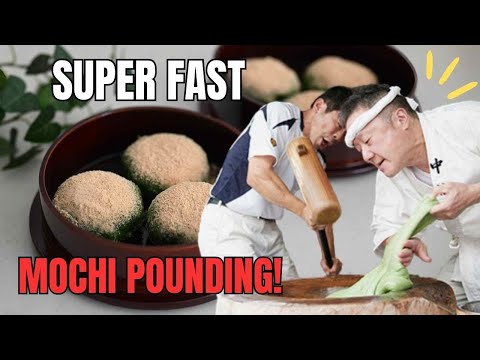 SUPER FAST-POUNDING MOCHI in NARA | How to Cook Yomogi Mochi at Home | Nakatanido