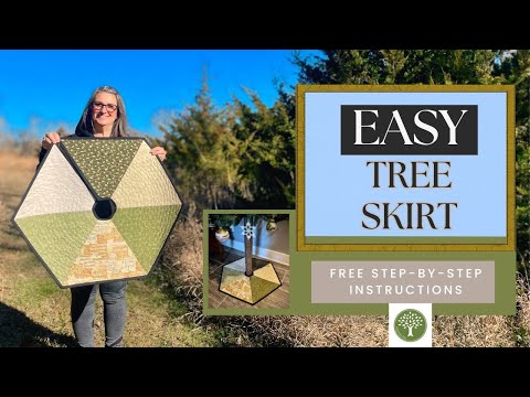 How to Make a Christmas Tree Skirt, FREE Quilt Tutorial, Simple Cutting, Sewing Machine Quilting