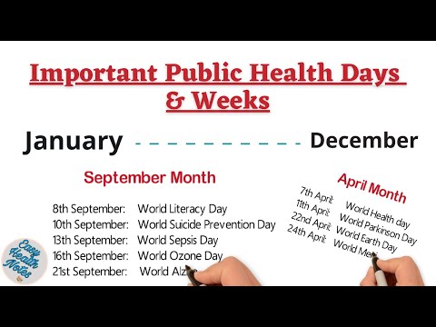 What are the important health days and weeks in January-December?