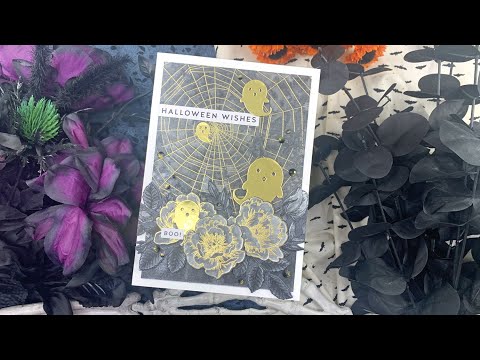 Black White & Gold Halloween Card | AmyR Halloween 2023 Card Series #27