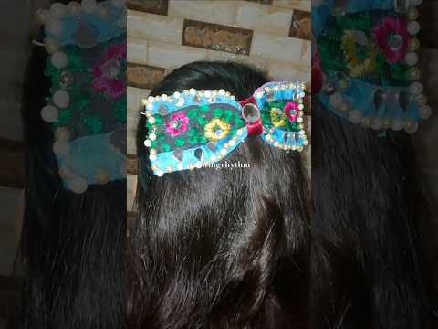 #diy #navratrispecial #handsewing  #hairbow #hairclip #fabricbow #sewingrhythm #trending #shorts #yt