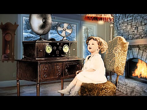 Time Travel Radio from the past | Oldies playing in another room (snowy wind, fireplace 5 HOURS ASMR