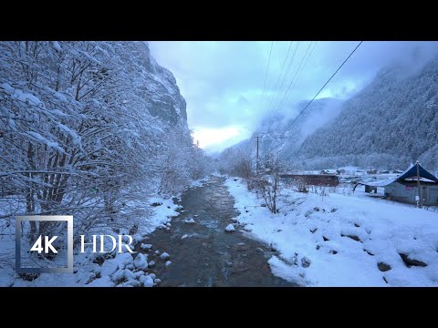 Lauterbrunnen 🇨🇭❄️  Snowy Winter Ambience,  Weisse Lutschine River to Stechelberg Switzerland ASMR