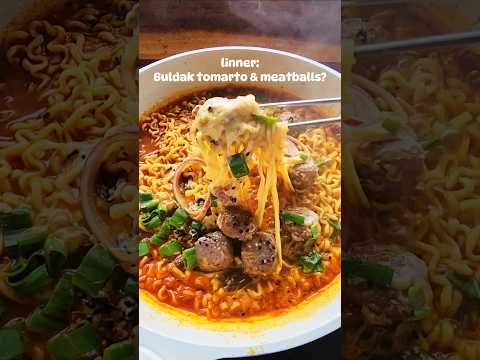 BULDAK tomarto pasta&meatballs? #buldak #spicynoodles #asmr #foodasmr #asmrsound #ramen #buldakramen