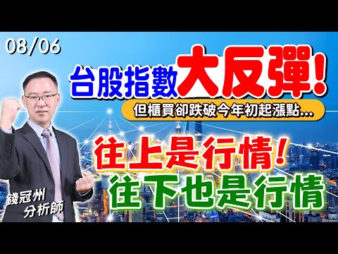 2024/08/06  台股指數大反彈! 但櫃買卻跌破今年初起漲點…往上是行情!往下也是行情  錢冠州分析師