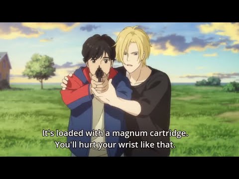 Ash x Eiji moment #7 - Ash teaching Eiji how to use the gun