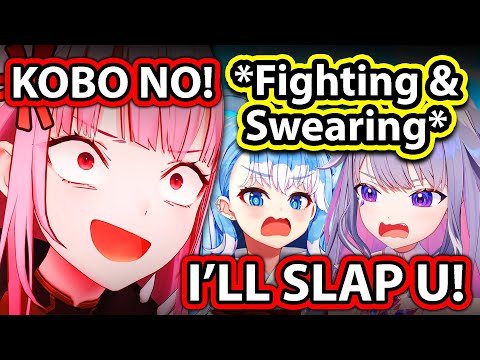 Calli Loses It When Kobo and Biboo Starts Fighting and Cursing On Stream 【Hololive】