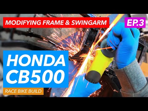 Honda CB500 race bike build (part 3) - modifying the frame and swingarm pc32