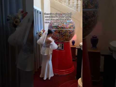 Epic Wedding Photo Spot: Giant Gumball Machine Steals the Show