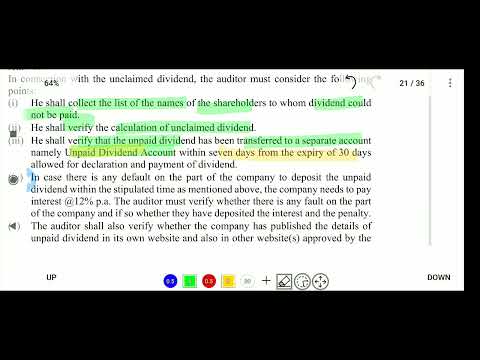 CMA CA inter audit write a short note on auditors duty regarding unclaimed dividend. #cmainter