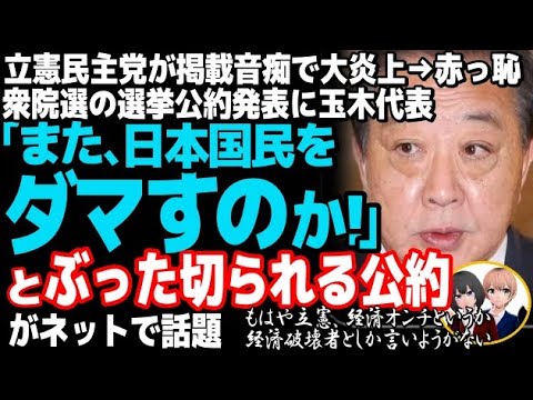 立憲民主党がとんでも公約を発表で大炎上w国家破壊レベルの愚策をぶち上げた結果がひど過ぎる・・・