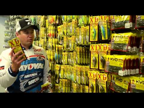 Cody Meyer shows off the selection of Strike King lures at Hi's Tackle Box !