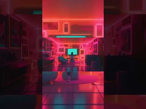 🎧 Lofi Karina 🌈 listens to music in a Lofi Room #shorts #lofi #neon #chillmusic