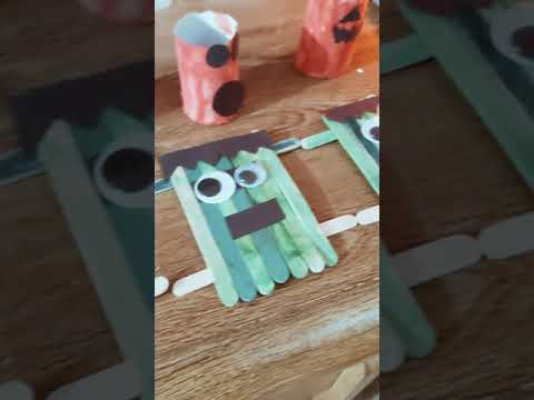 Creative Halloween Crafts from Popsicle Sticks - Frankenstein